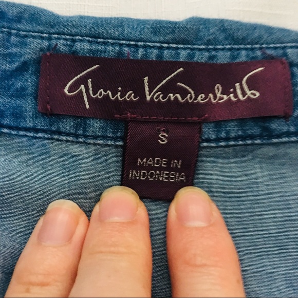 Gloria Vanderbilt Missy Small Denim Shirt Top - Picture 6 of 8